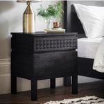 Calvera Boutique Wooden Bedside 2 Drawer Chest in Black - Maison Rêves UK