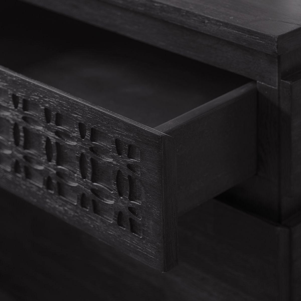 Calvera Boutique Wooden Bedside 2 Drawer Chest in Black - Maison Rêves UK