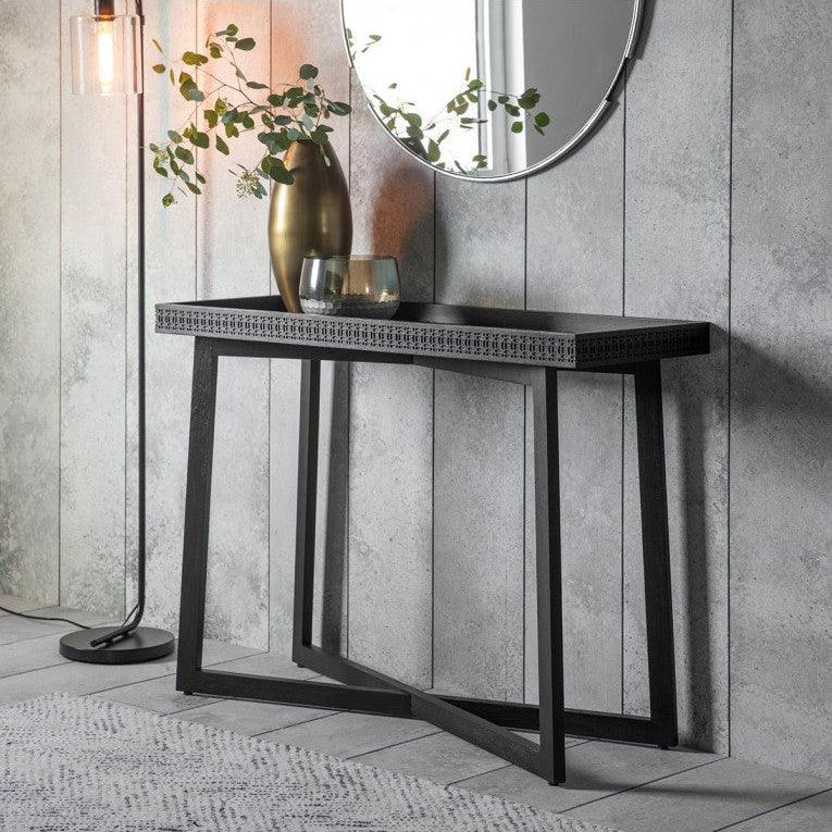 Calvera Boutique Wooden Console Table in Black - Maison Rêves UK