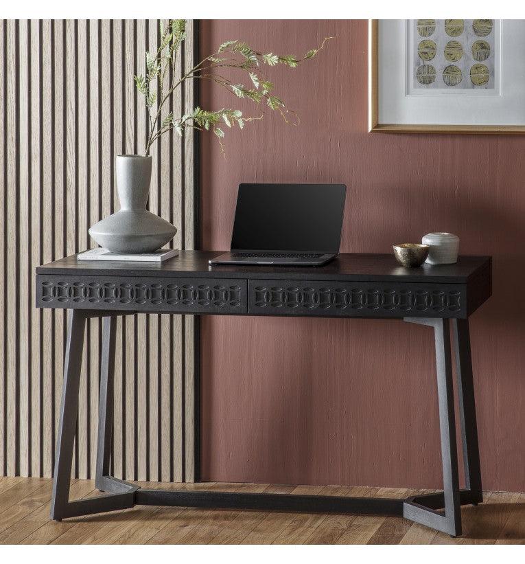 Calvera Boutique Wooden Desk in Black - Maison Rêves UK