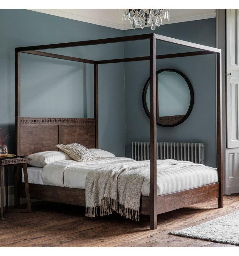 Calvera Retreat 4 Poster 6' Bed - Brown - Maison Rêves UK