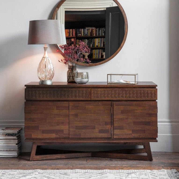 Calvera Retreat Wooden 3 Door / 2 Drawer Sideboard in Brown - Maison Rêves UK