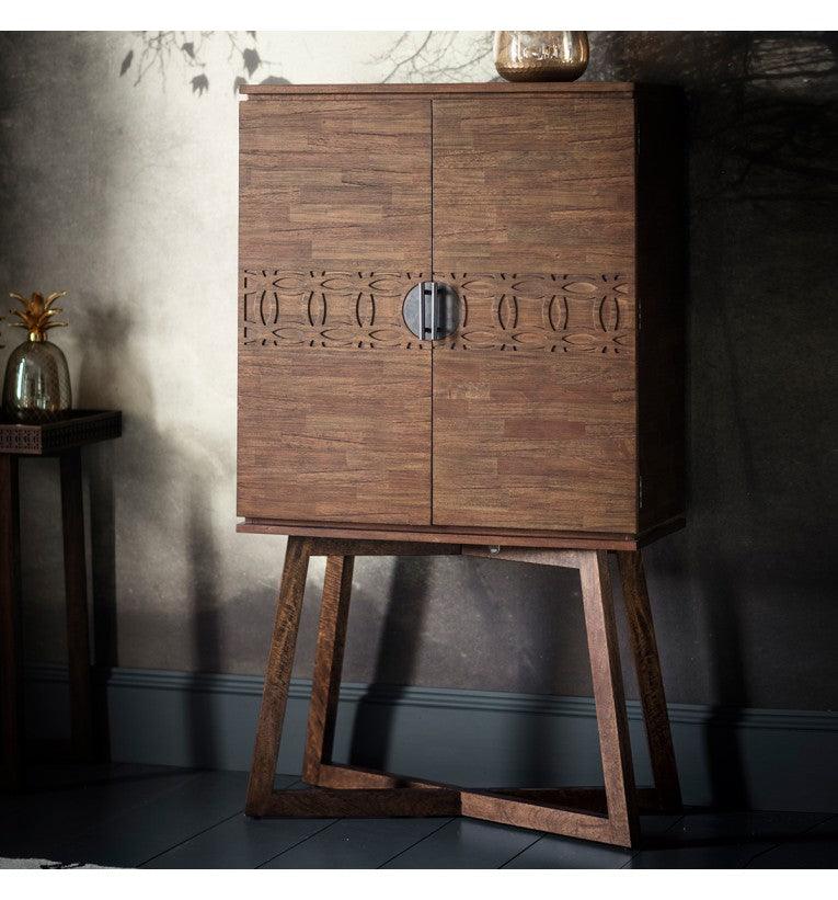 Calvera Retreat Wooden Cocktail Cabinet in Brown - Maison Rêves UK