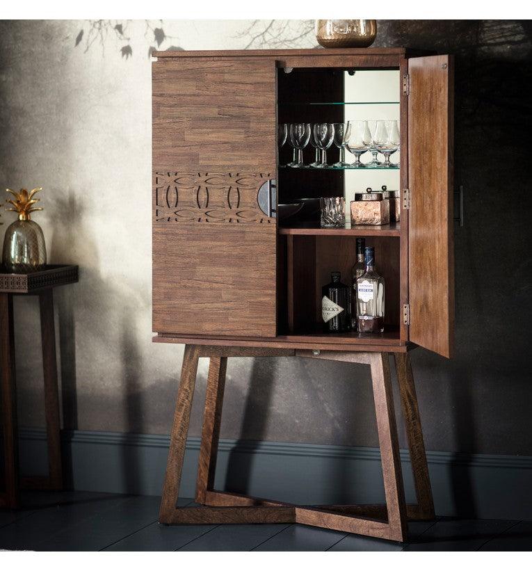 Calvera Retreat Wooden Cocktail Cabinet in Brown - Maison Rêves UK