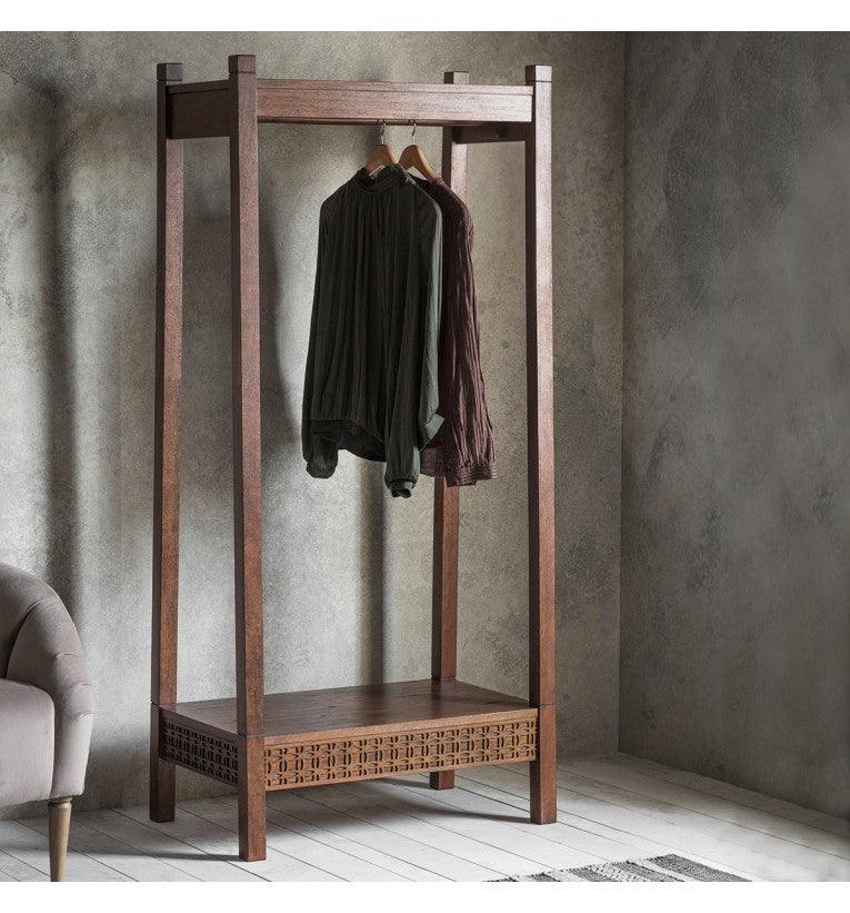 Calvera Retreat Wooden Open Wardrobe in Brown - Maison Rêves UK