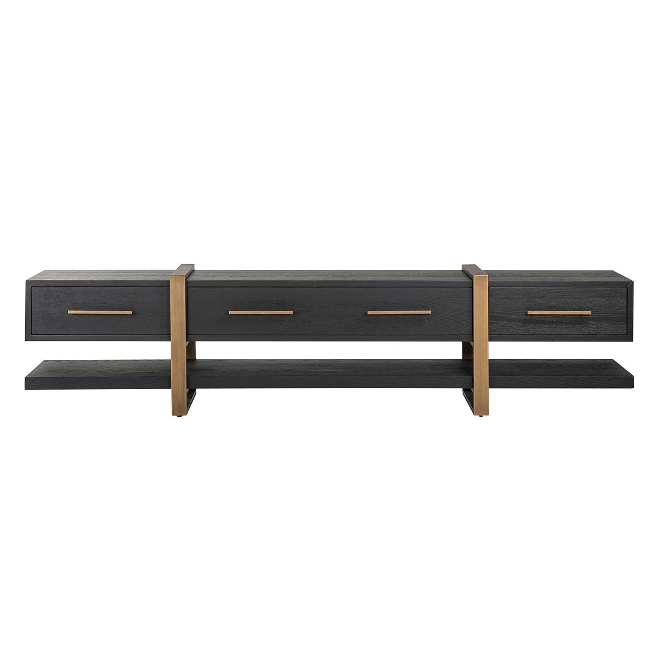 Cambon Dark Coffee 3 Drawer Media Unit with Gold Frame by Richmond Interiors - Maison Rêves UK