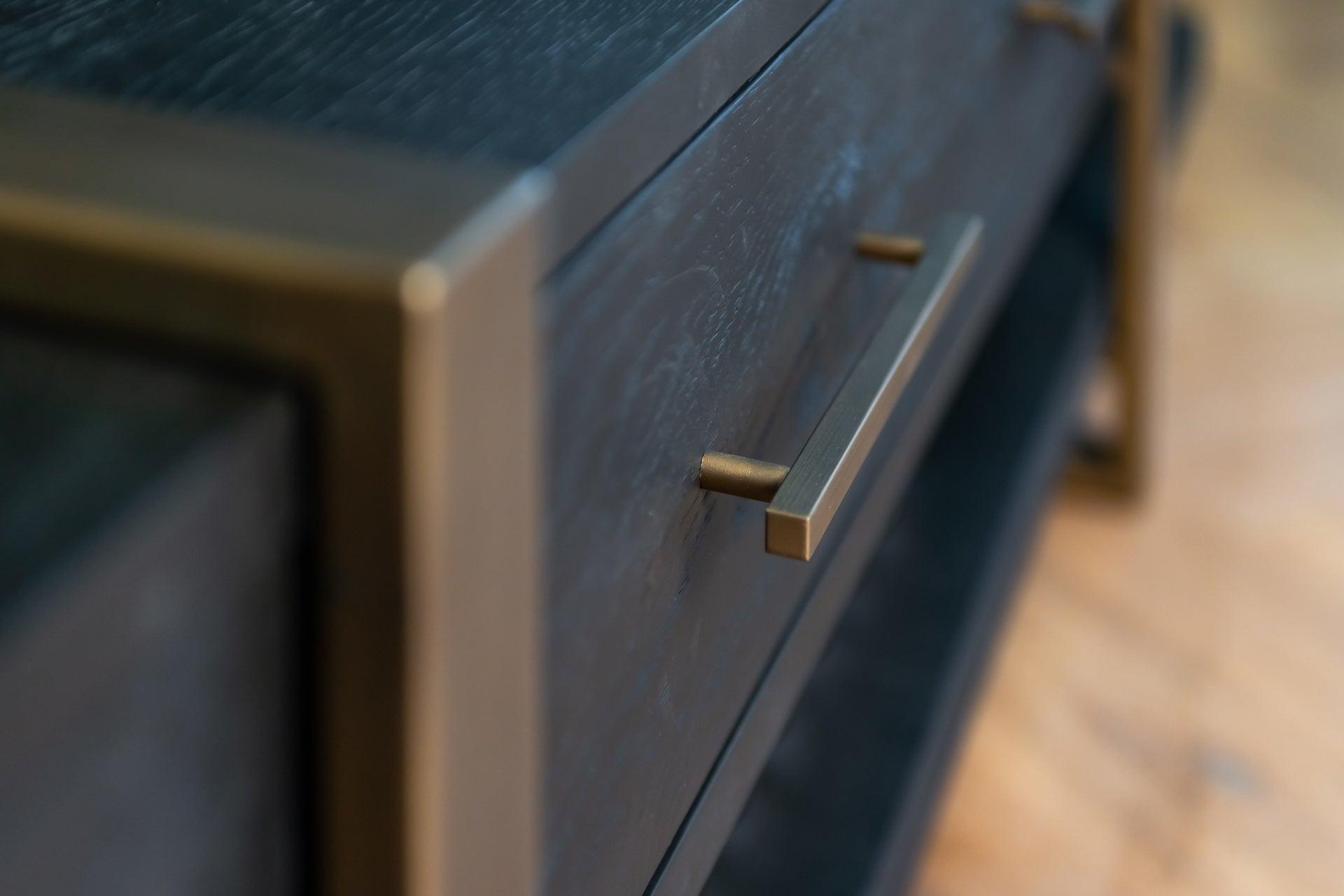 Cambon Dark Coffee 3 Drawer Media Unit with Gold Frame by Richmond Interiors - Maison Rêves UK