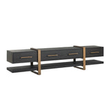 Cambon Dark Coffee 3 Drawer Media Unit with Gold Frame by Richmond Interiors - Maison Rêves UK