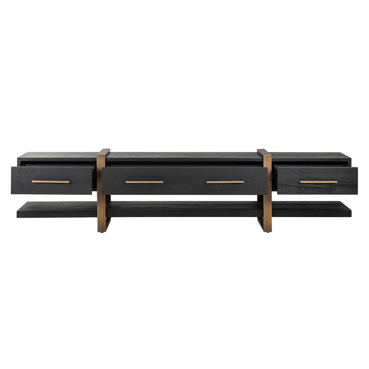 Cambon Dark Coffee 3 Drawer Media Unit with Gold Frame by Richmond Interiors - Maison Rêves UK