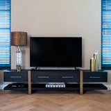 Cambon Dark Coffee 3 Drawer Media Unit with Gold Frame by Richmond Interiors - Maison Rêves UK