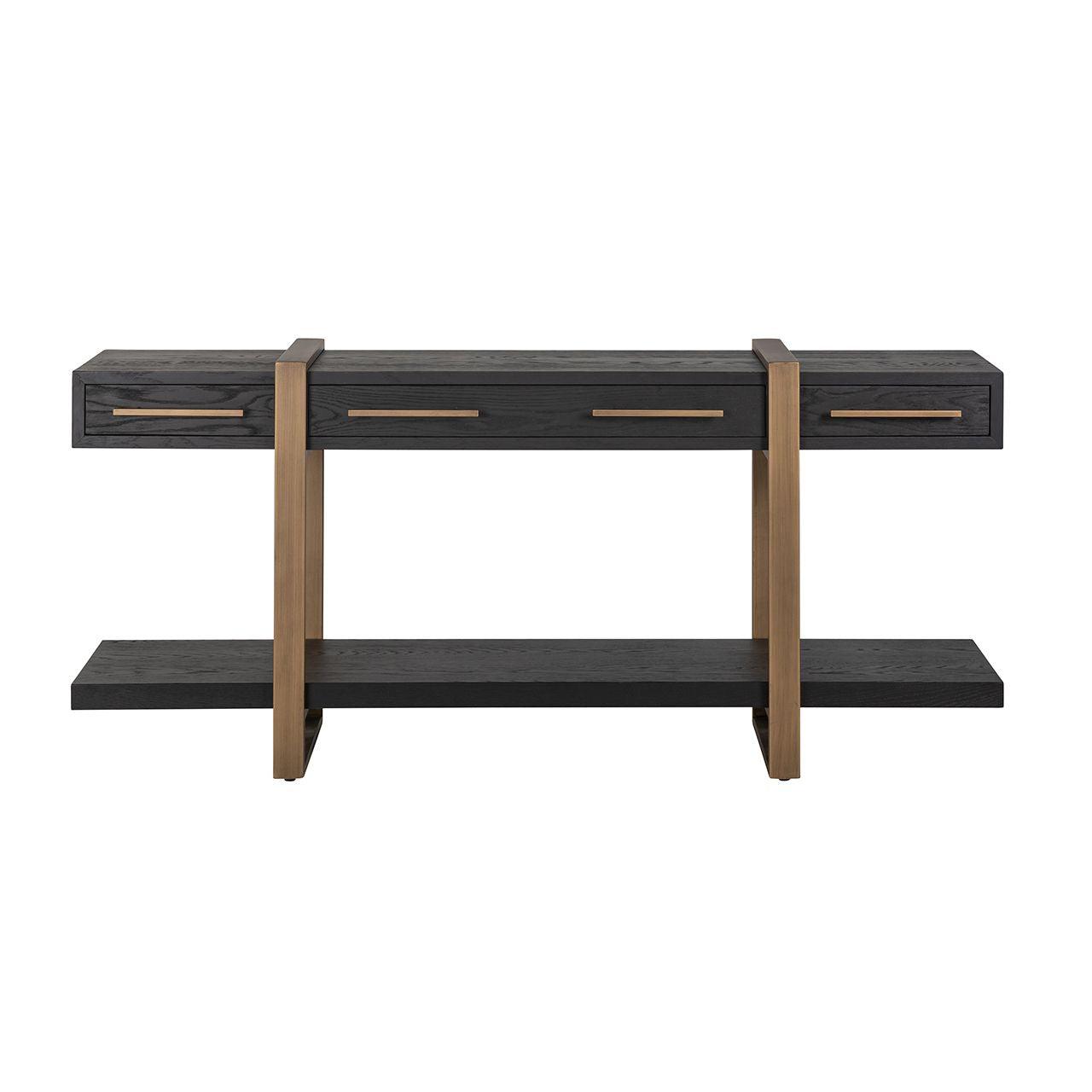 Cambon Dark Coffee 3 Drawer Sideboard with Gold Frame by Richmond Interiors - Maison Rêves UK