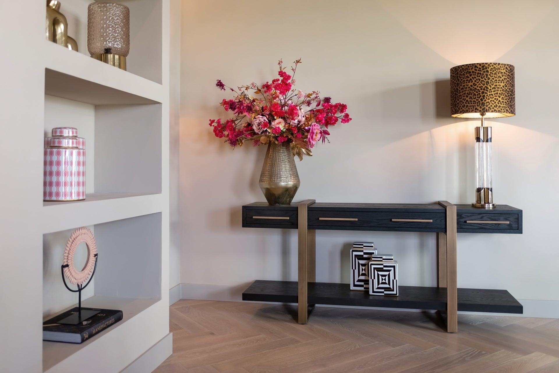 Cambon Dark Coffee 3 Drawer Sideboard with Gold Frame by Richmond Interiors - Maison Rêves UK