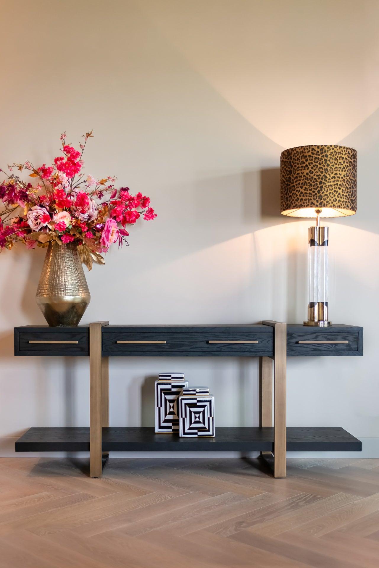 Cambon Dark Coffee 3 Drawer Sideboard with Gold Frame by Richmond Interiors - Maison Rêves UK