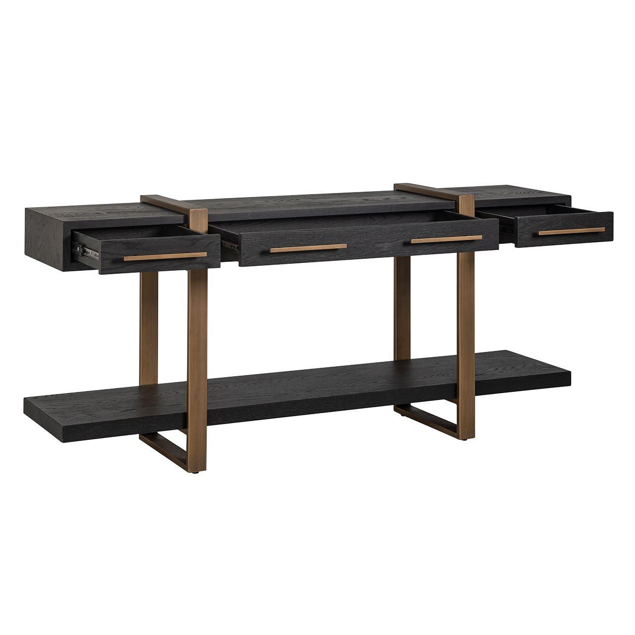 Cambon Dark Coffee 3 Drawer Sideboard with Gold Frame by Richmond Interiors - Maison Rêves UK