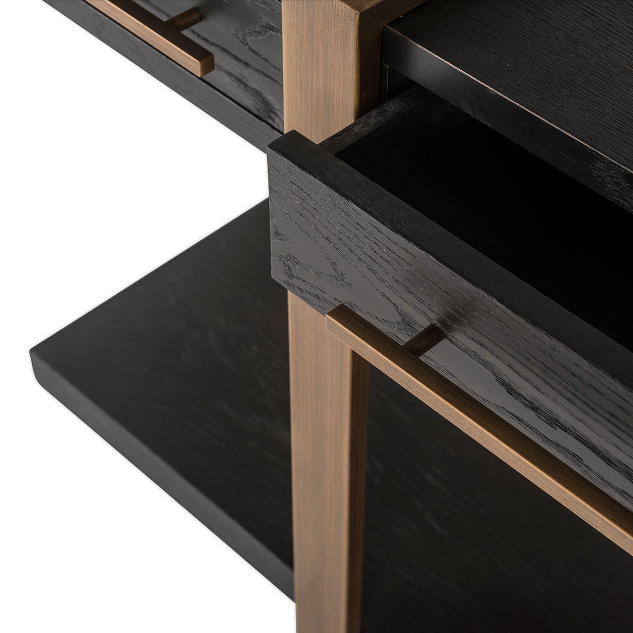 Cambon Dark Coffee 3 Drawer Sideboard with Gold Frame by Richmond Interiors - Maison Rêves UK