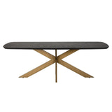 Cambon Dark Coffee Oak Danish Oval Dining Table with Brushed Base by Richmond Interiors - Maison Rêves UK