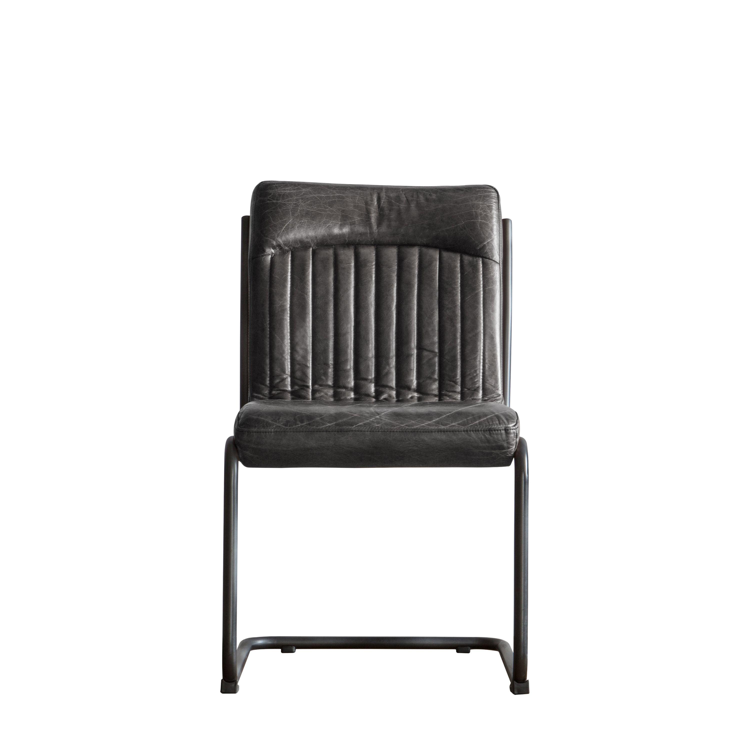 Capriccio Leather Dining Chair Antique Ebony with Black Legs - Maison Rêves UK