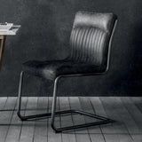 Capriccio Leather Dining Chair Antique Ebony with Black Legs - Maison Rêves UK