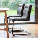 Capriccio Leather Dining Chair Antique Ebony with Black Legs - Maison Rêves UK