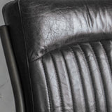 Capriccio Leather Dining Chair Antique Ebony with Black Legs - Maison Rêves UK
