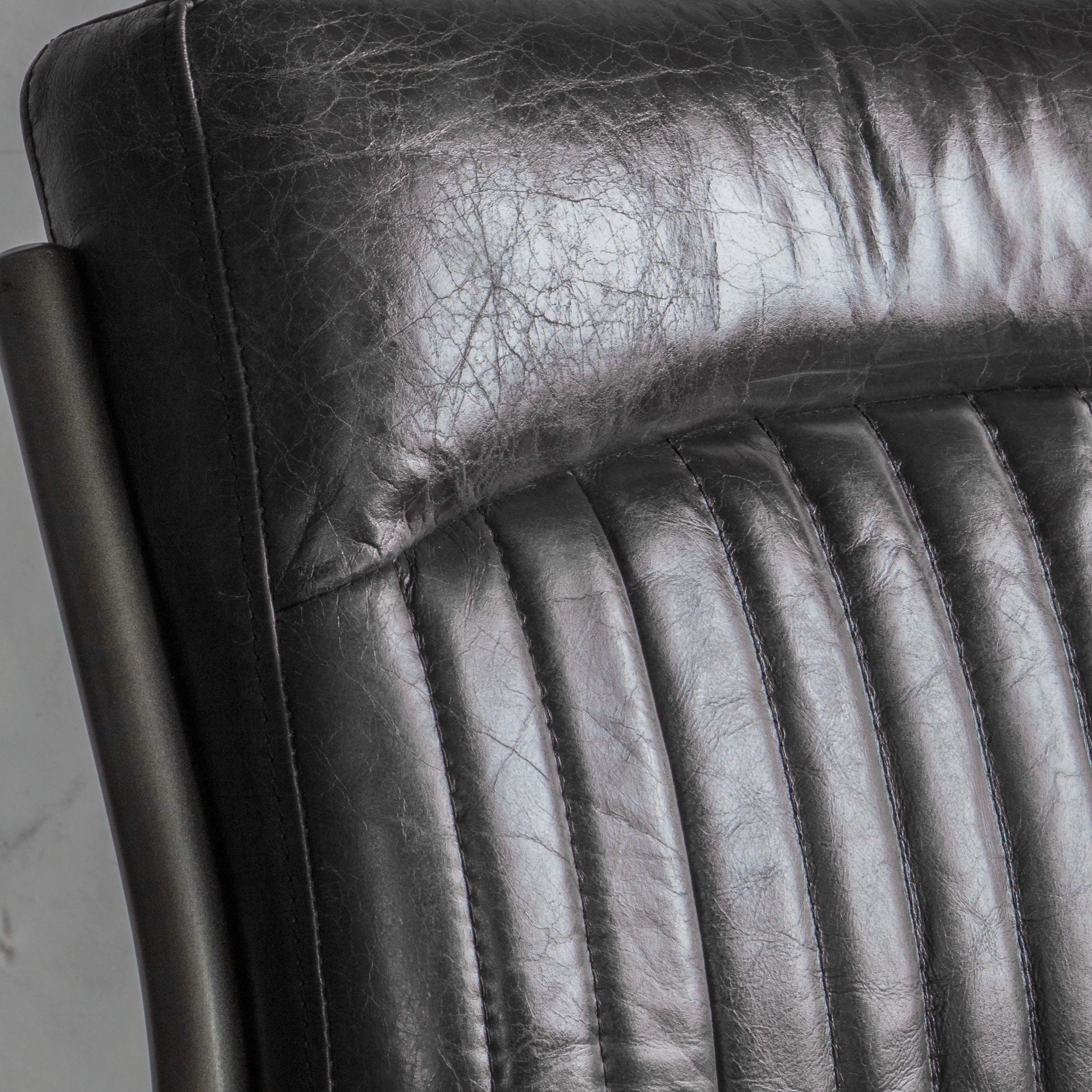 Capriccio Leather Dining Chair Antique Ebony with Black Legs - Maison Rêves UK