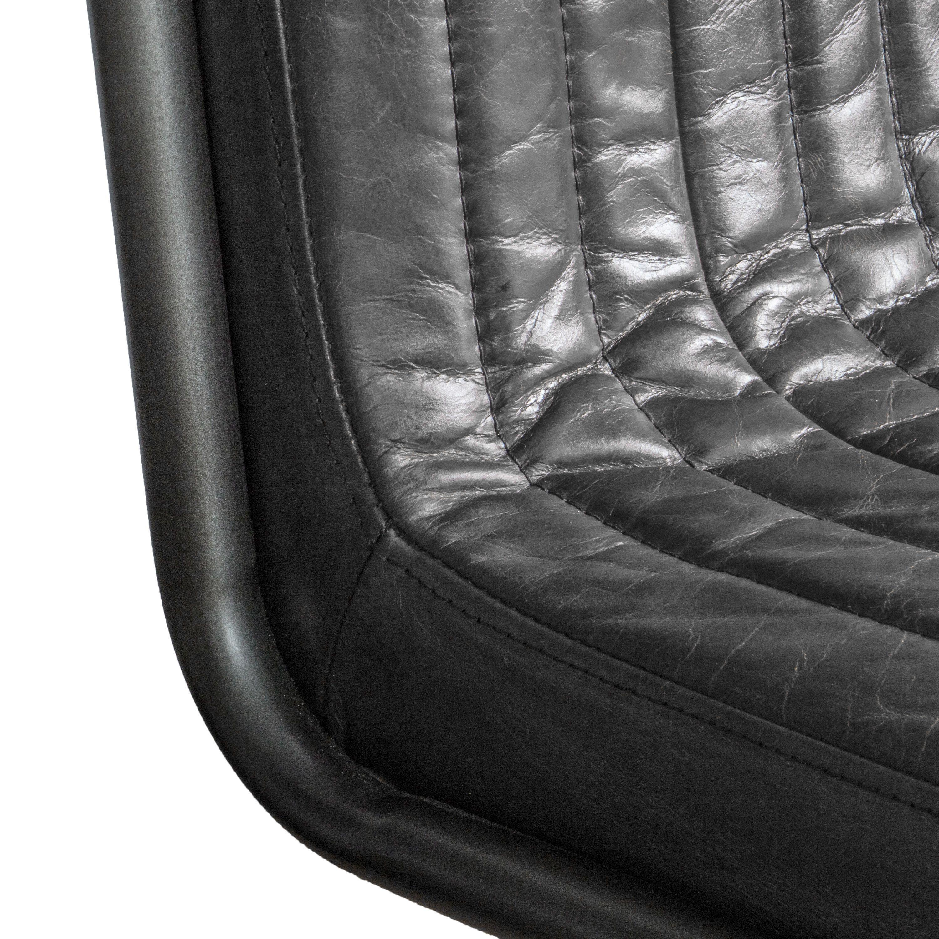 Capriccio Leather Dining Chair Antique Ebony with Black Legs - Maison Rêves UK