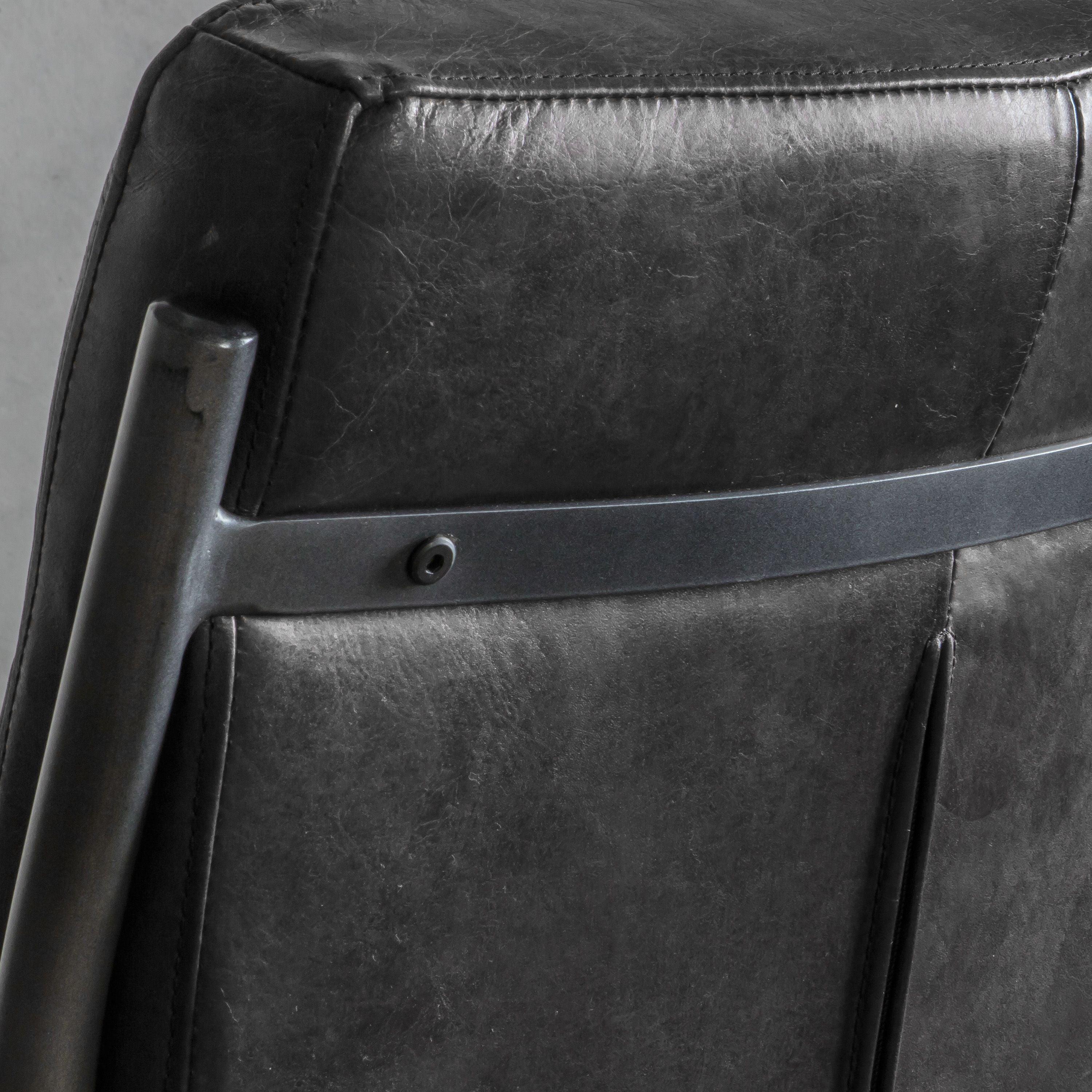 Capriccio Leather Dining Chair Antique Ebony with Black Legs - Maison Rêves UK