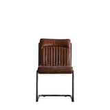 Capriccio Leather Dining Chair Brown with Black Iron Legs - Maison Rêves UK