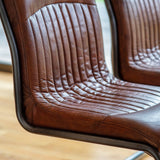 Capriccio Leather Dining Chair Brown with Black Iron Legs - Maison Rêves UK