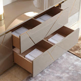 Chelsea Grey Gloss Media Unit with Gold Inlays by Berkeley Designs - Maison Rêves UK