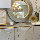 Chelsea Grey Gloss Sideboard with Gold Inlay by Berkeley Designs - Maison Rêves UK