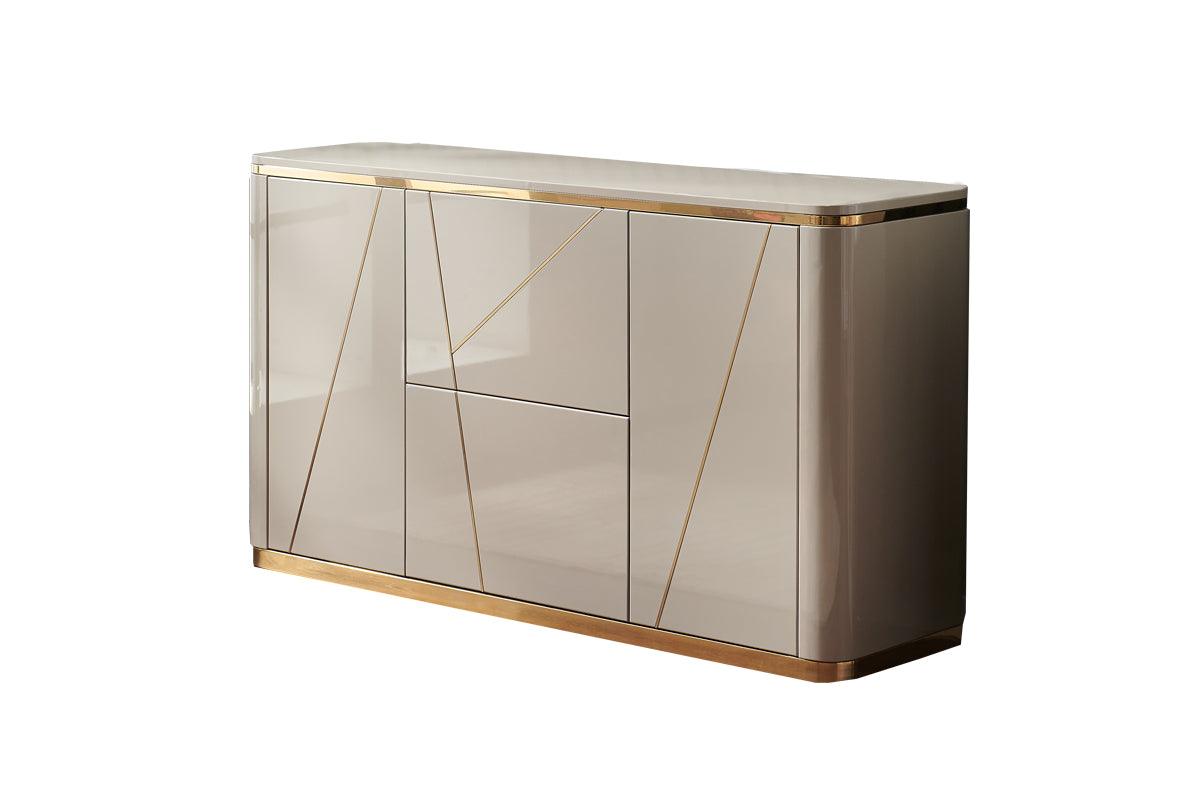 Chelsea Grey Gloss Sideboard with Gold Inlay by Berkeley Designs - Maison Rêves UK
