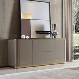 Chelsea Grey Gloss Sideboard with Gold Inlay by Berkeley Designs - Maison Rêves UK