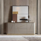 Chelsea Grey Gloss Sideboard with Gold Inlay by Berkeley Designs - Maison Rêves UK