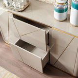 Chelsea Grey Gloss Sideboard with Gold Inlay by Berkeley Designs - Maison Rêves UK