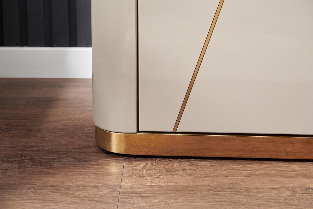 Chelsea Grey Gloss Sideboard with Gold Inlay by Berkeley Designs - Maison Rêves UK