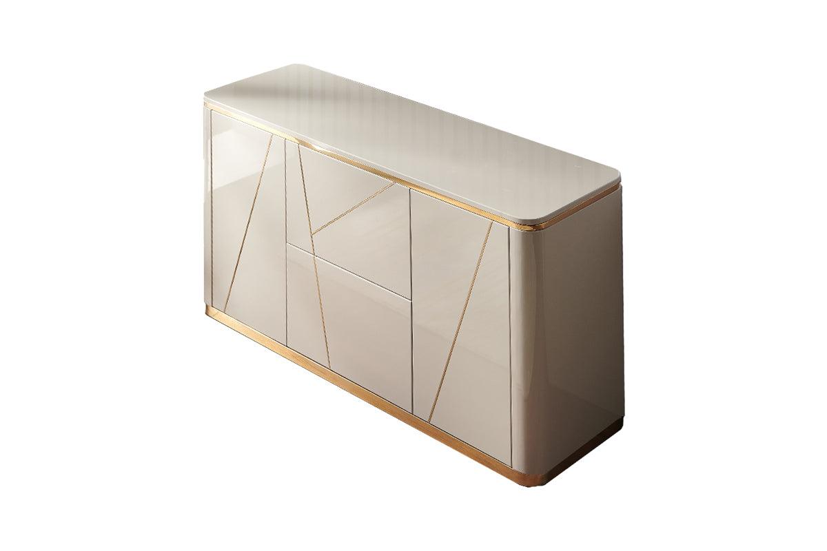 Chelsea Grey Gloss Sideboard with Gold Inlay by Berkeley Designs - Maison Rêves UK