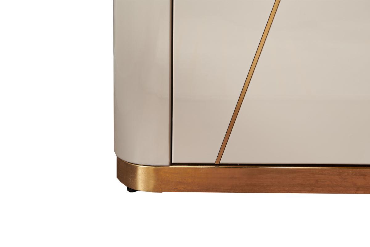 Chelsea Grey Gloss Sideboard with Gold Inlay by Berkeley Designs - Maison Rêves UK