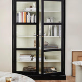 Classic Mahogany Wood Double Cabinet in Black by Nordal - Maison Rêves UK