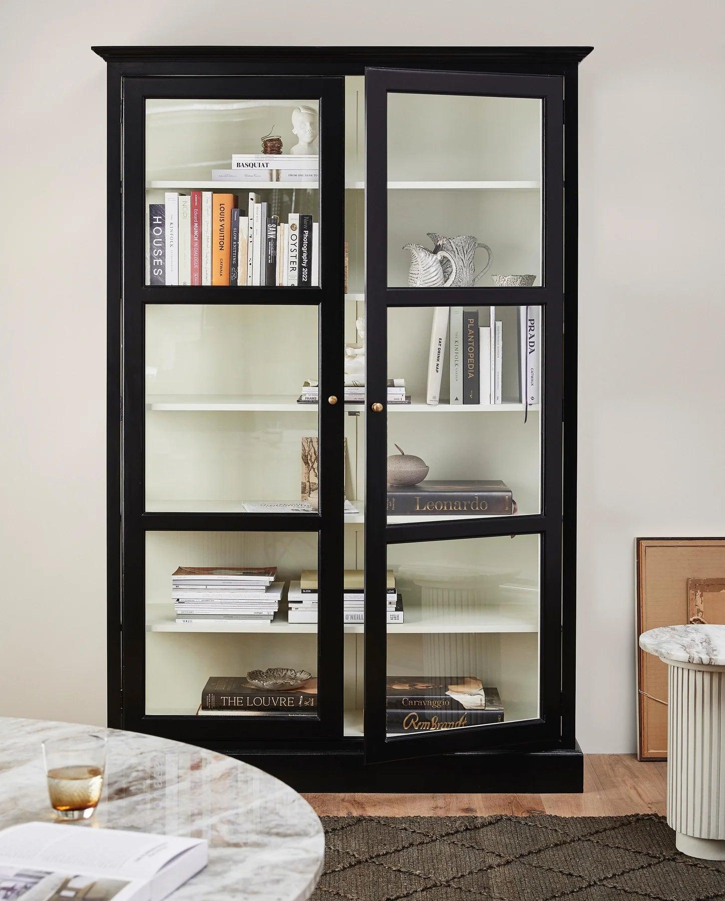 Classic Mahogany Wood Double Cabinet in Black by Nordal - Maison Rêves UK
