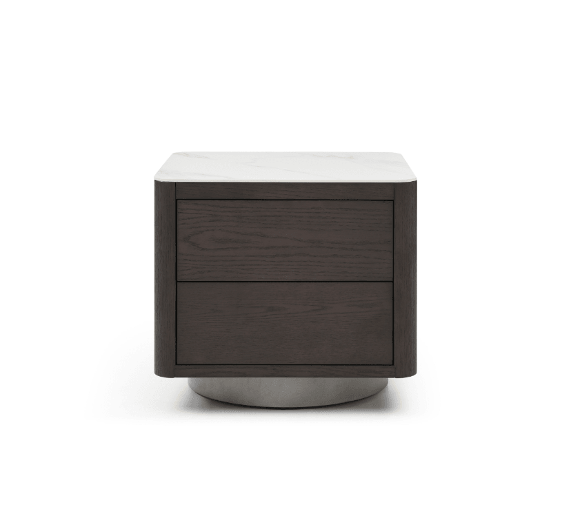 Coin Bedside Table - Smoke Oak - Maison Rêves UK