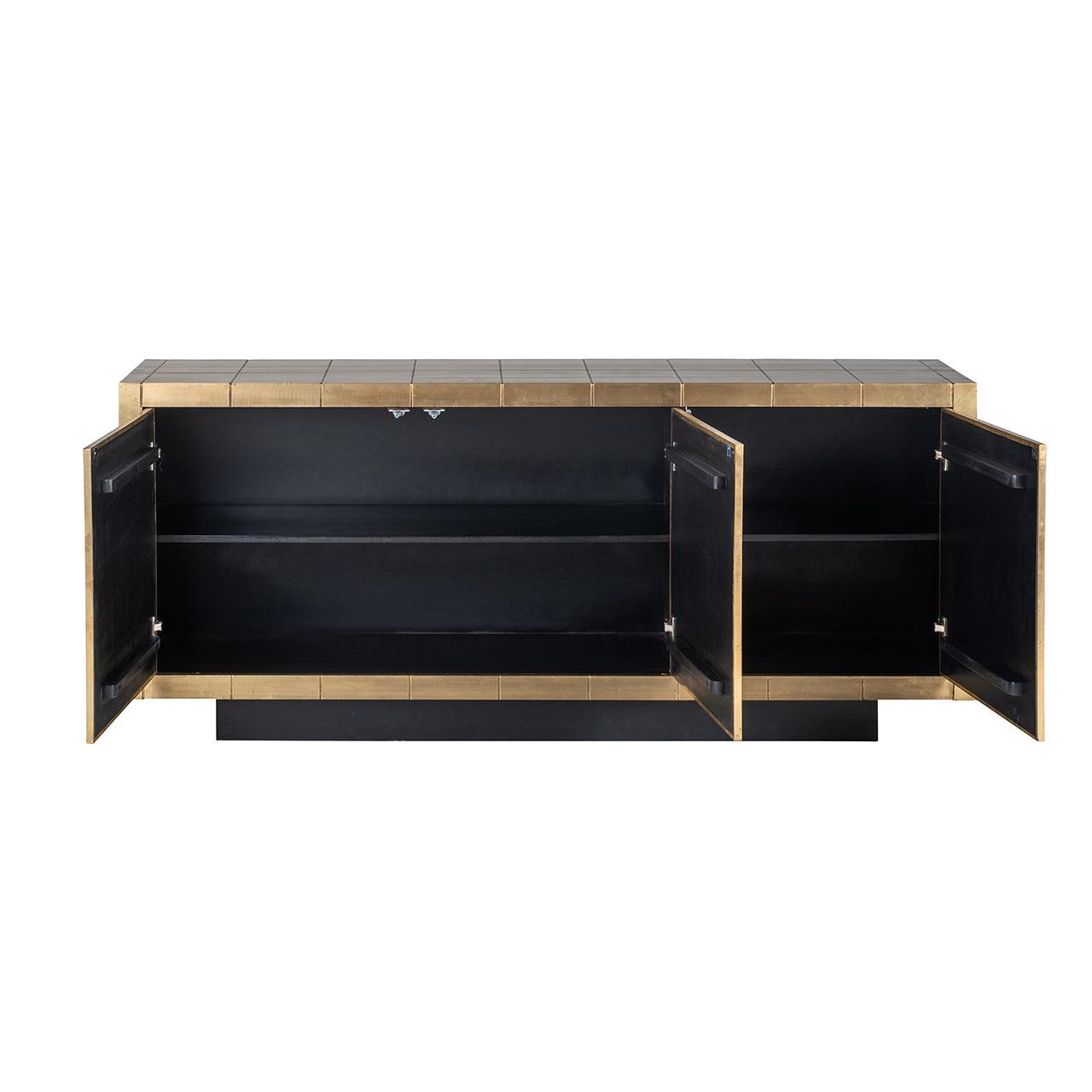 Collada 3 Door Gold Sideboard with Black Base by Richmond Interiors - Maison Rêves UK