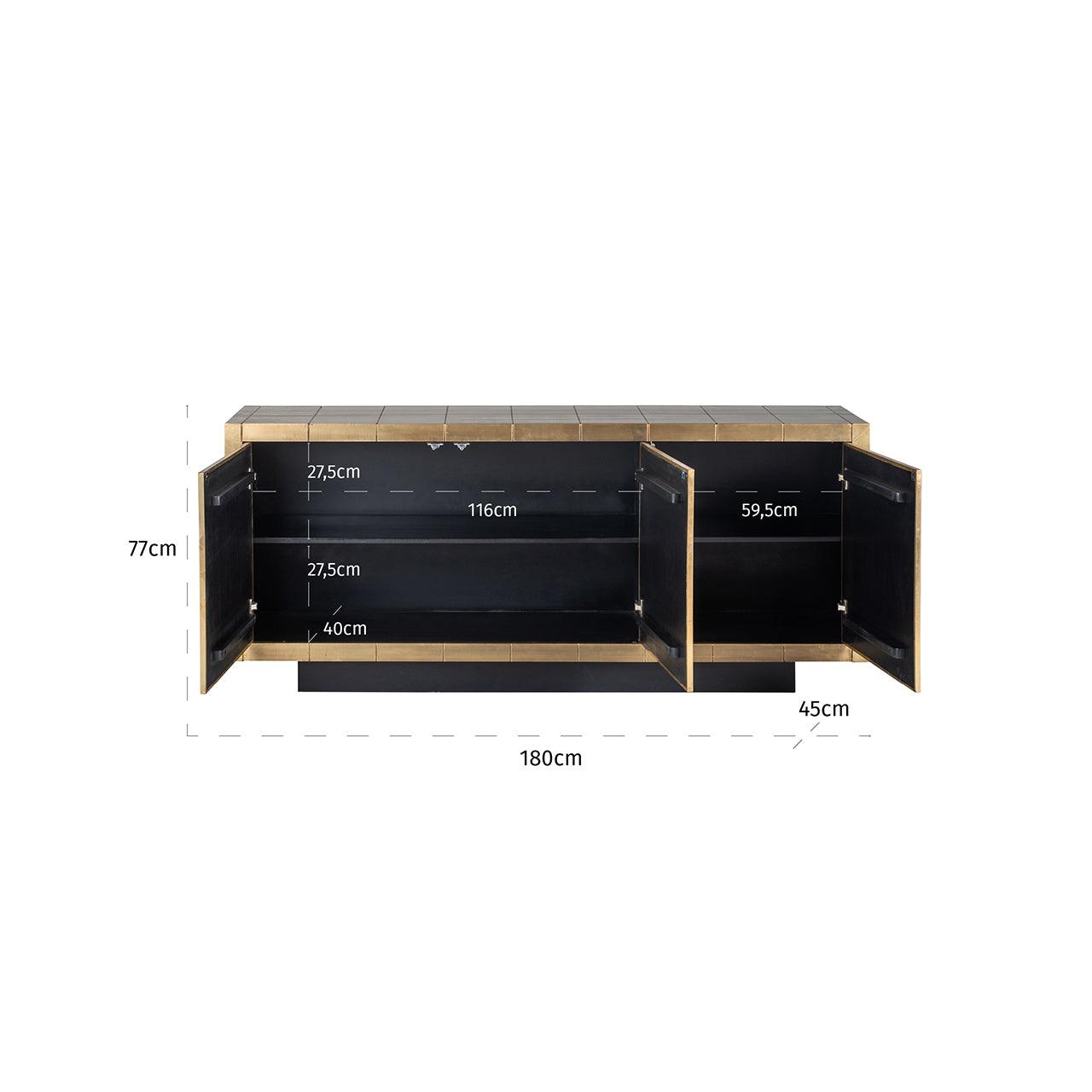 Collada 3 Door Gold Sideboard with Black Base by Richmond Interiors - Maison Rêves UK