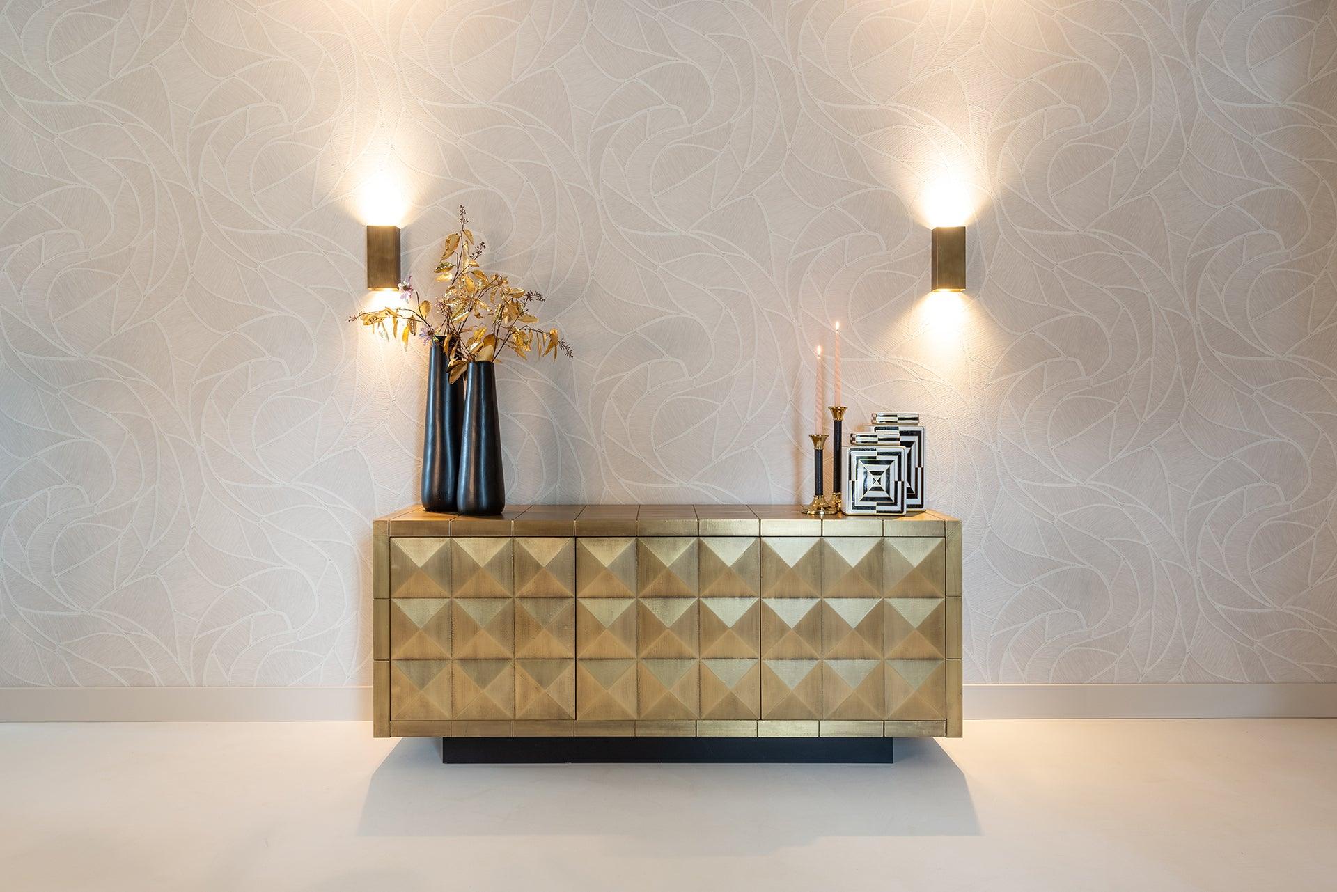 Collada 3 Door Gold Sideboard with Black Base by Richmond Interiors - Maison Rêves UK