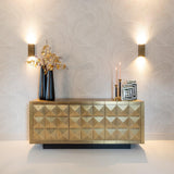 Collada 3 Door Gold Sideboard with Black Base by Richmond Interiors - Maison Rêves UK