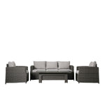 Coswood 3 Seater Outdoor Rattan Dining Set with Rising Table Grey - Maison Rêves UK