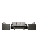 Coswood 3 Seater Outdoor Rattan Dining Set with Rising Table Grey - Maison Rêves UK