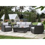 Coswood 3 Seater Outdoor Rattan Dining Set with Rising Table Grey - Maison Rêves UK
