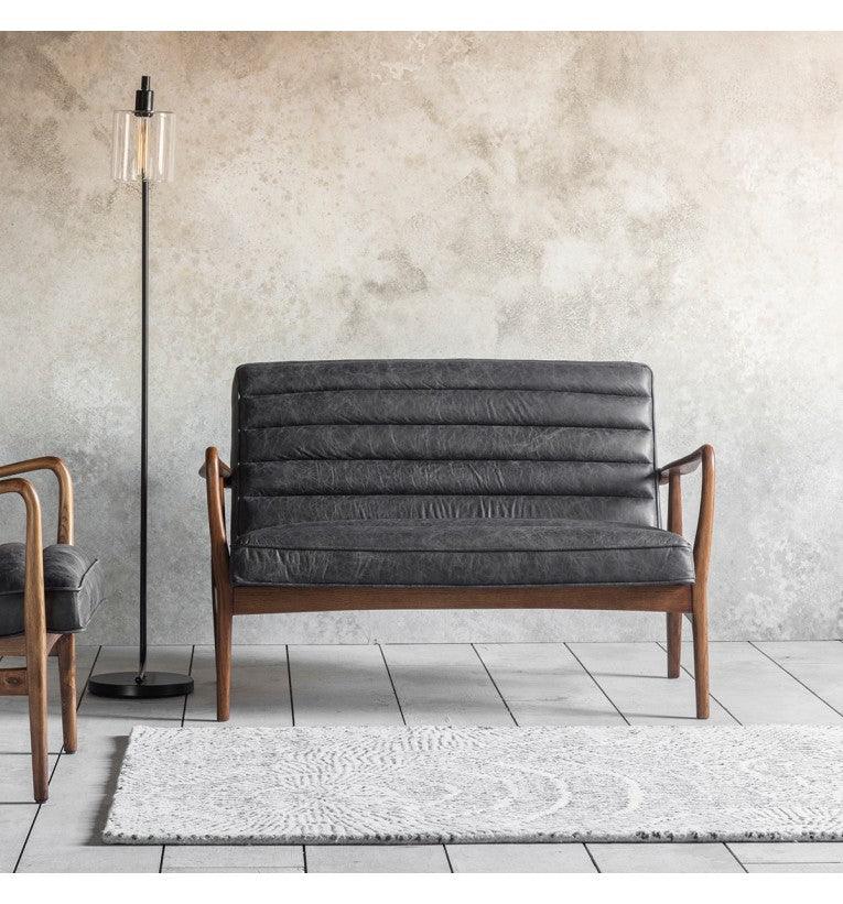 Cruzo 2 Seater Sofa Antique Ebony with Wooden Legs - Maison Rêves UK
