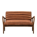 Cruzo 2 Seater Sofa Vintage Brown Leather with Wooden Legs - Maison Rêves UK